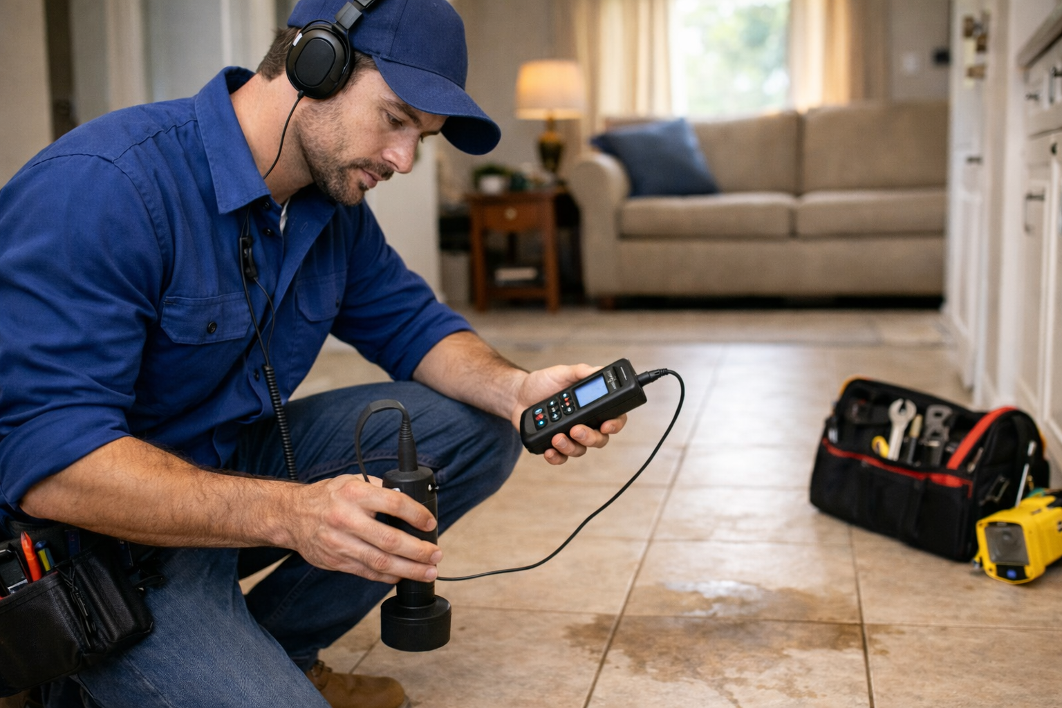 Vazamento Oculto em Maringá – Detecção Rápida, Técnica e Sem Quebra