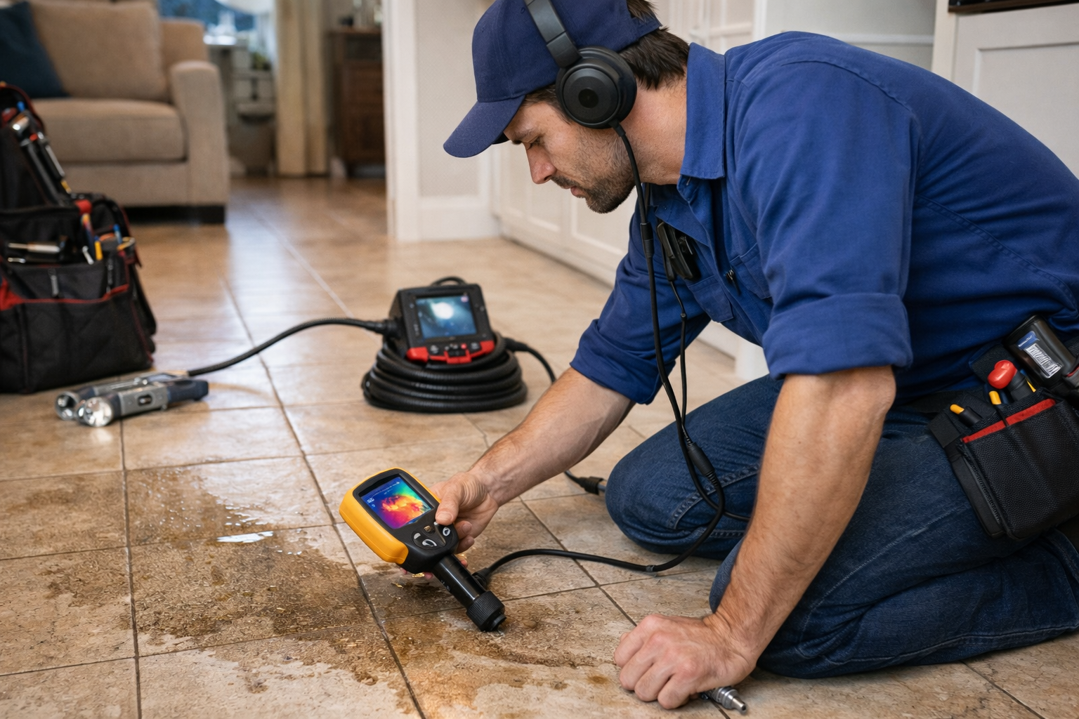 Vazamento no Piso em Maringá PR – Detecção e Conserto 24h